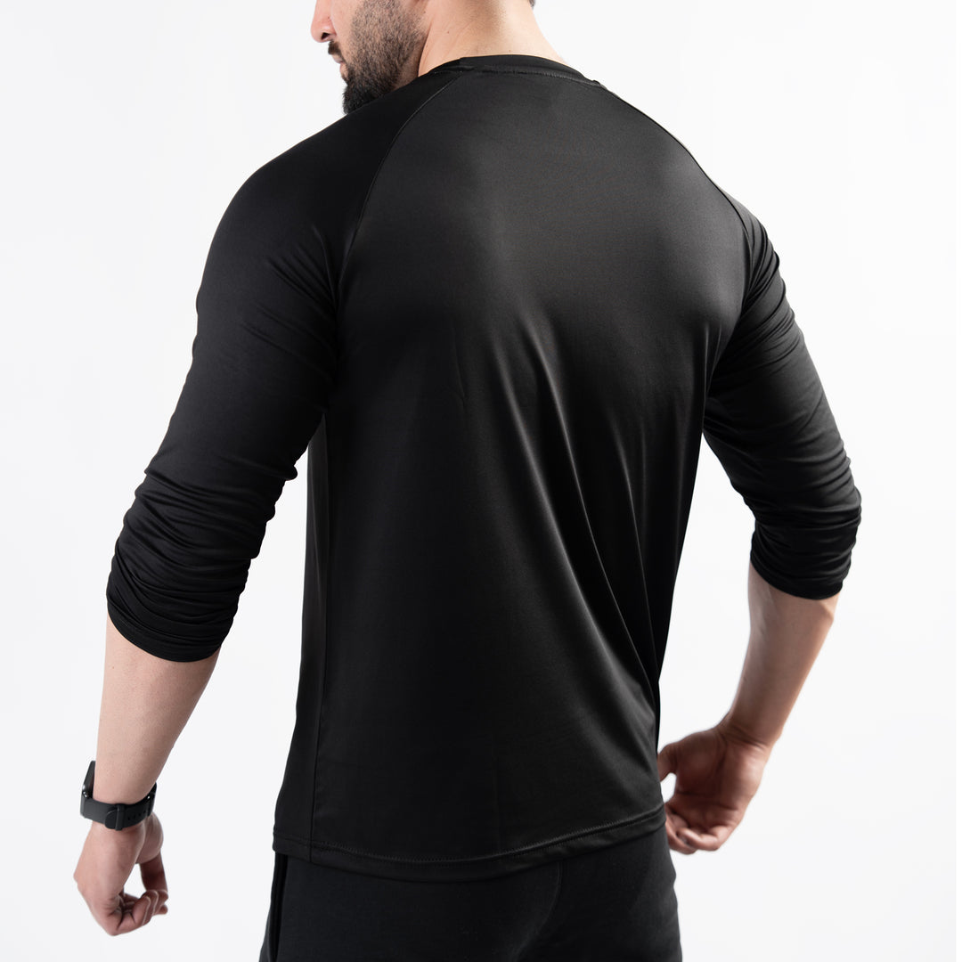 Premium Black Lycra Full Sleeves Tee with 4-Way Stretch