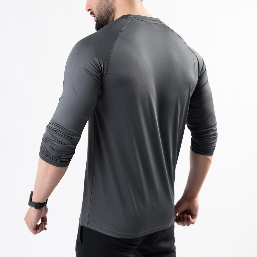 Premium Gray Lycra Full Sleeves Tee with 4-Way Stretch