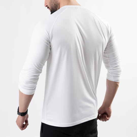 Premium White Lycra Full Sleeves Tee with 4-Way Stretch