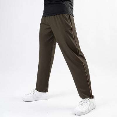 Olive Micro Relaxed Fit Trousers with Fawn Piping