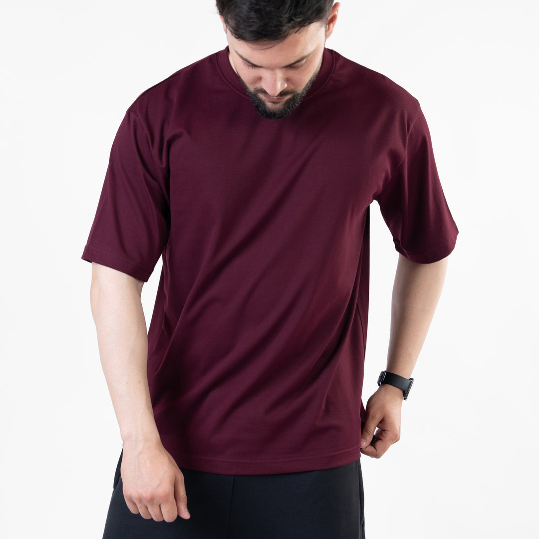 Wine Maroon Blank Oversize T-Shirt