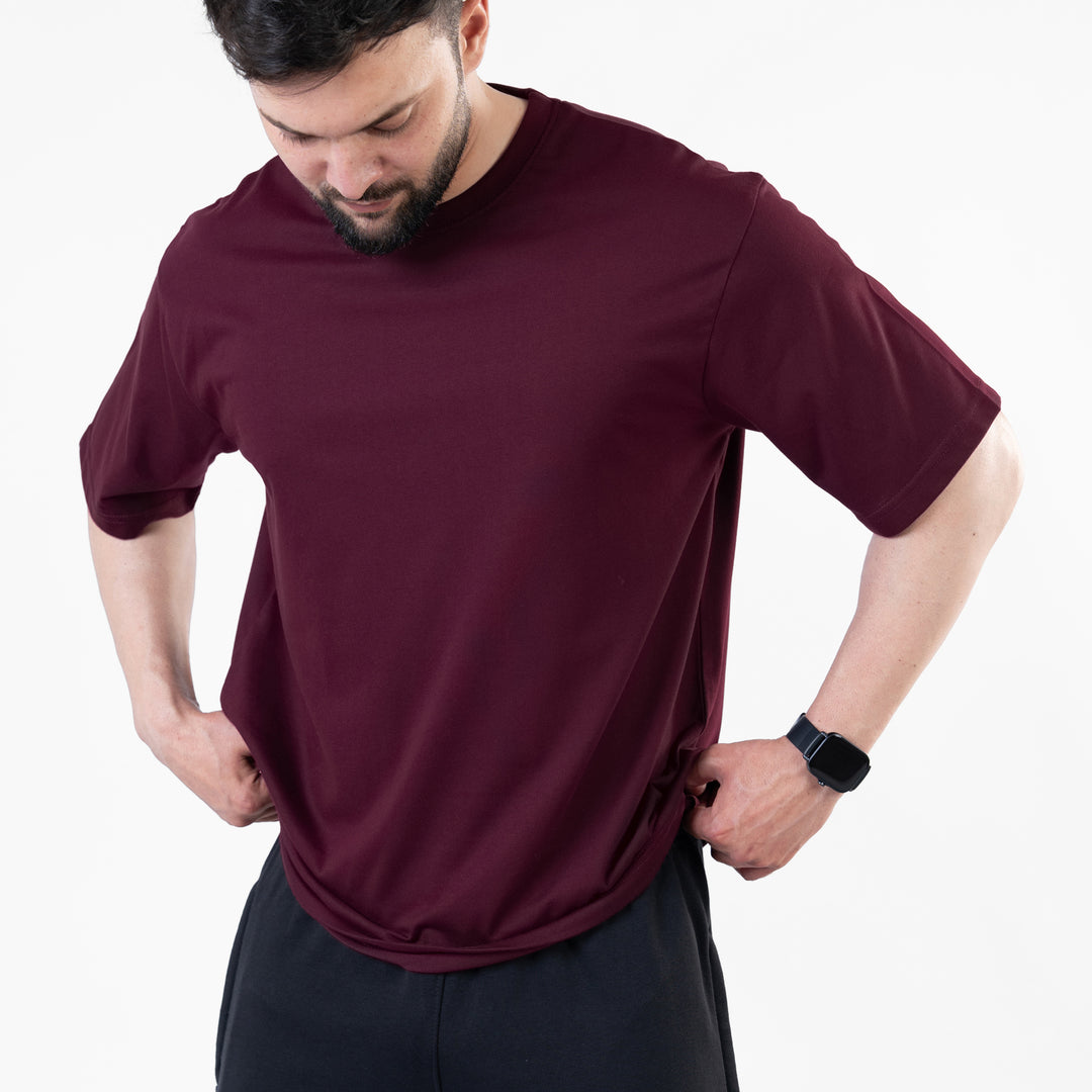 Wine Maroon Blank Oversize T-Shirt
