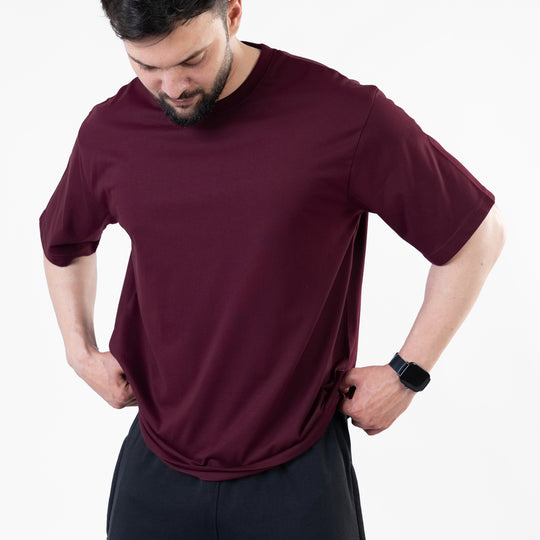 Wine Maroon Blank Oversize T-Shirt