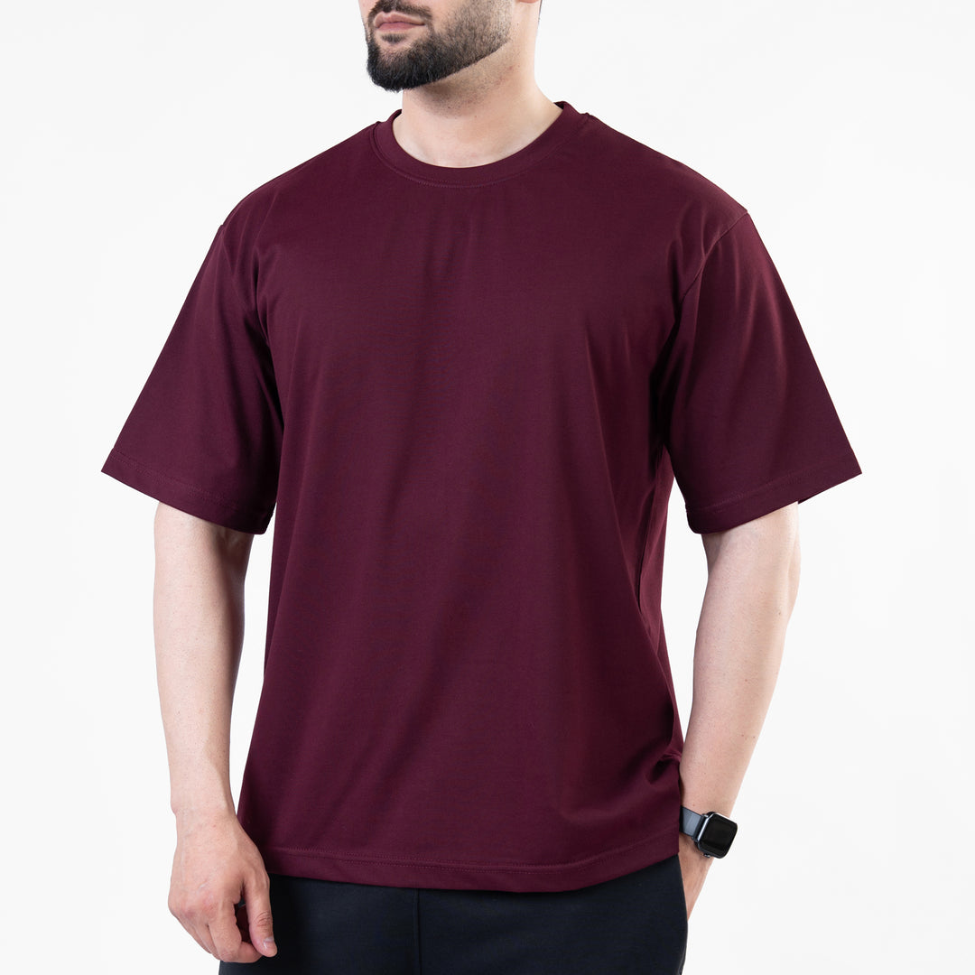 Wine Maroon Blank Oversize T-Shirt