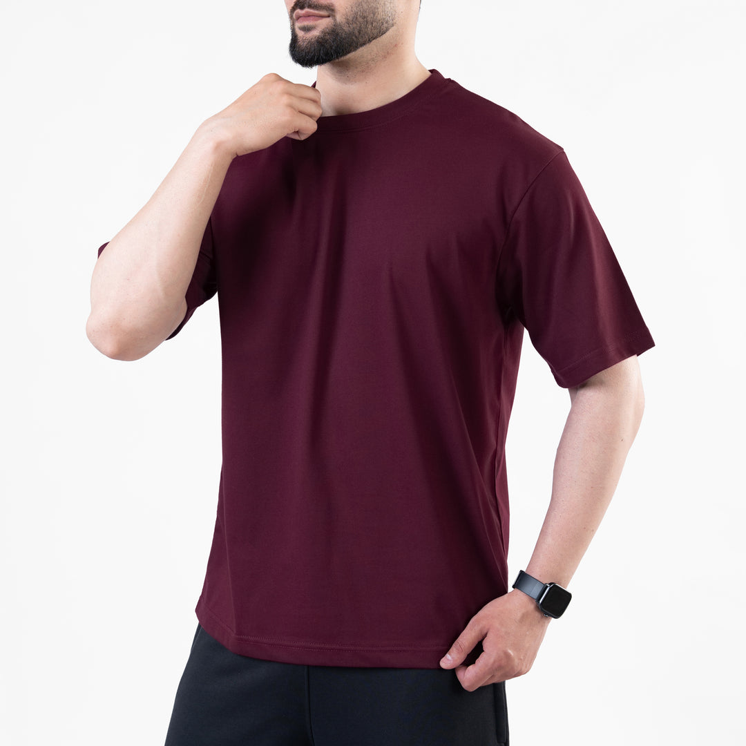 Wine Maroon Blank Oversize T-Shirt