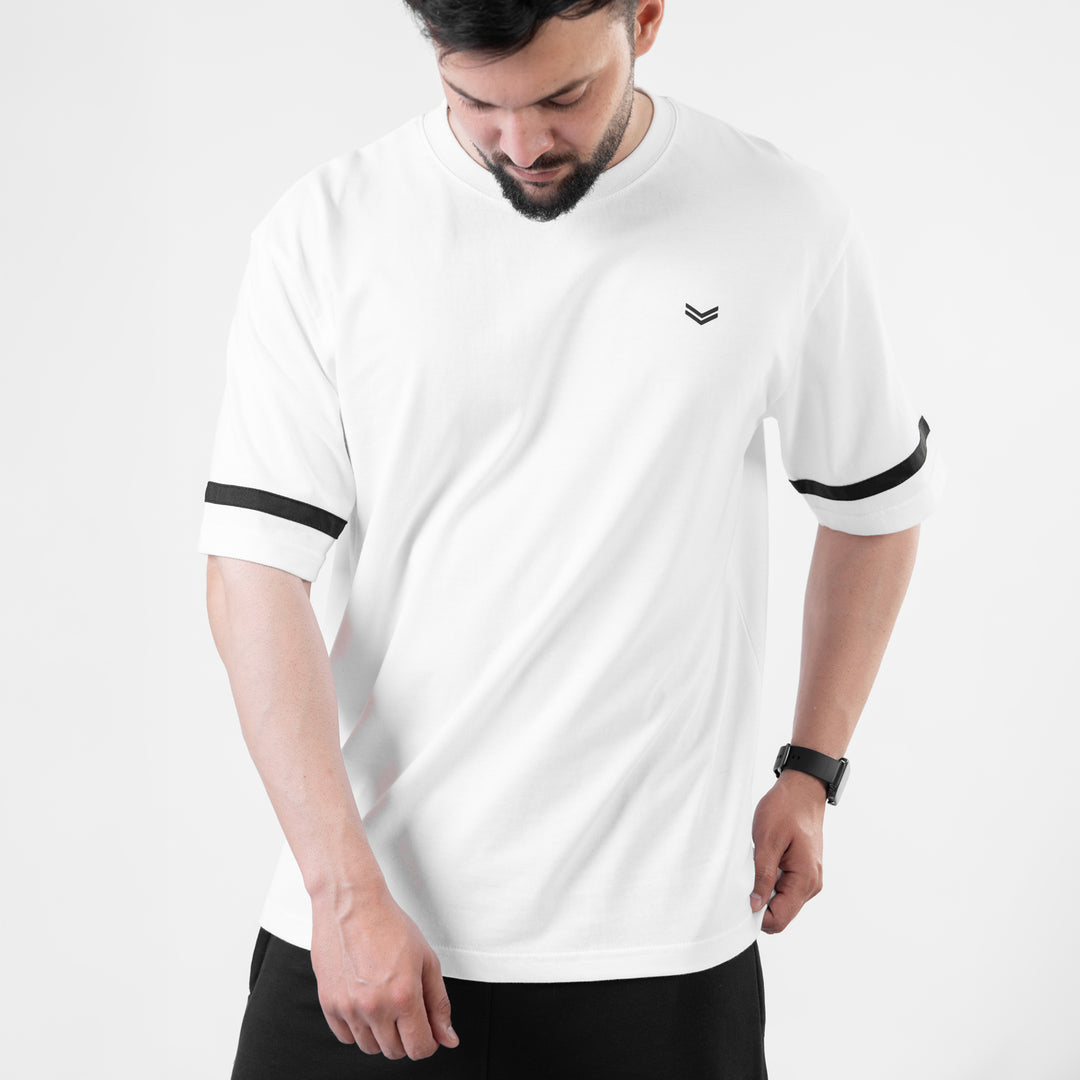 White Oversize T-Shirt with Black Stripes