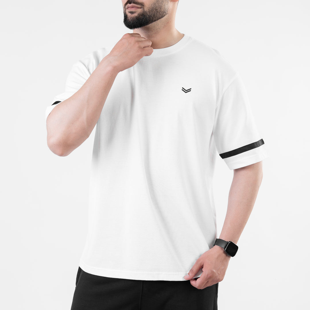 White Oversize T-Shirt with Black Stripes