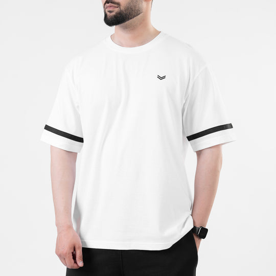 White Oversize T-Shirt with Black Stripes