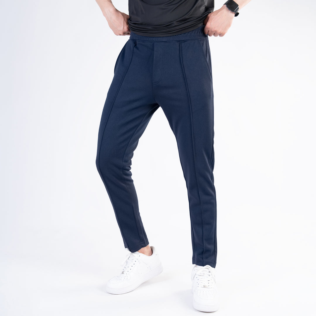 Navy Fitted Front Stitch Pants