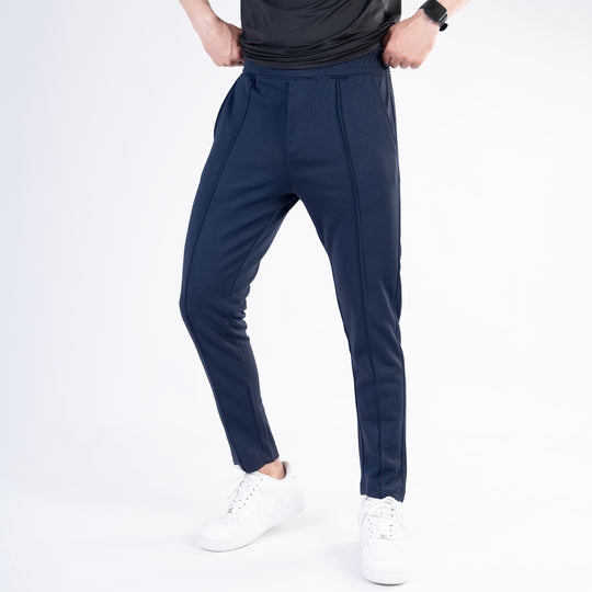 Navy Fitted Front Stitch Pants