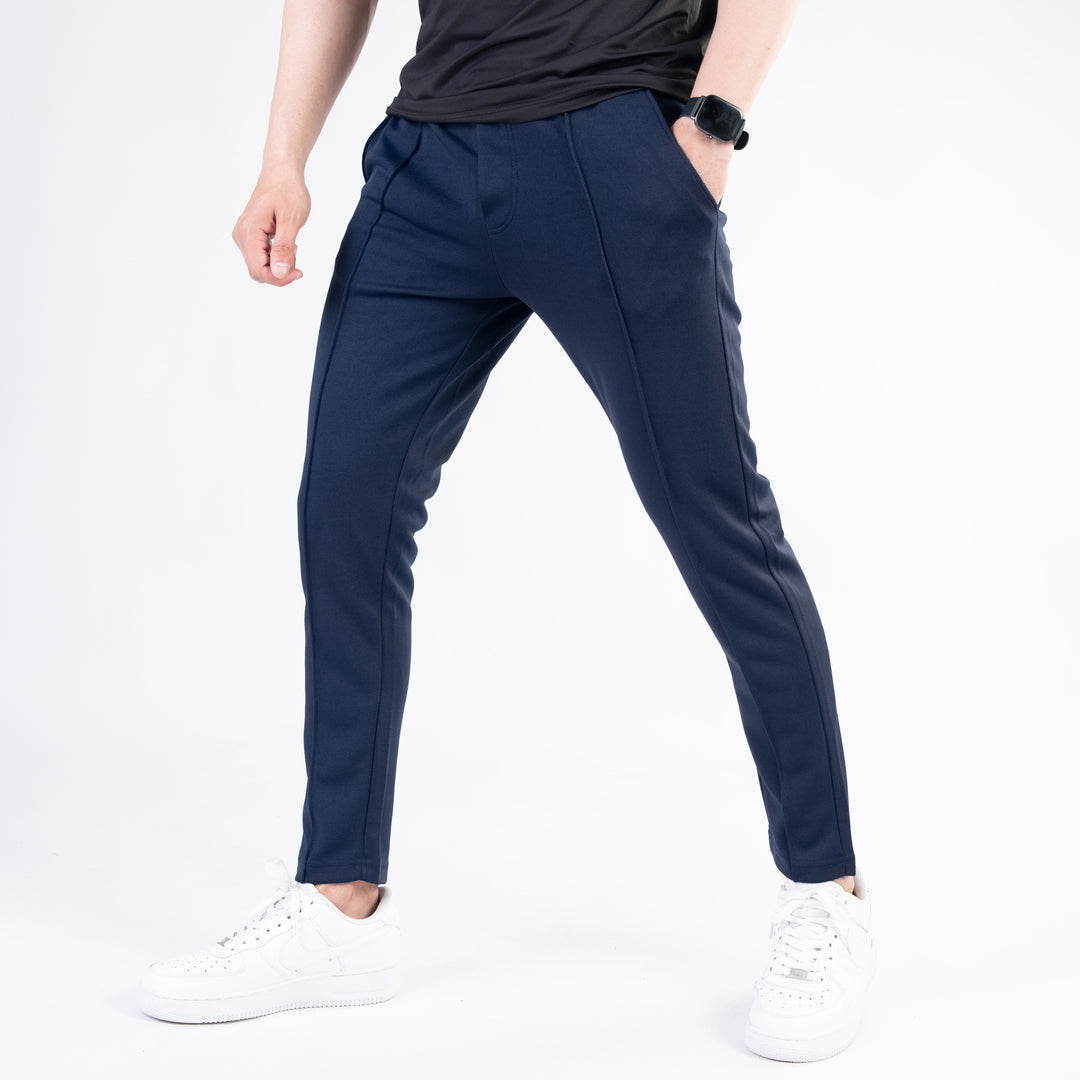 Navy Fitted Front Stitch Pants