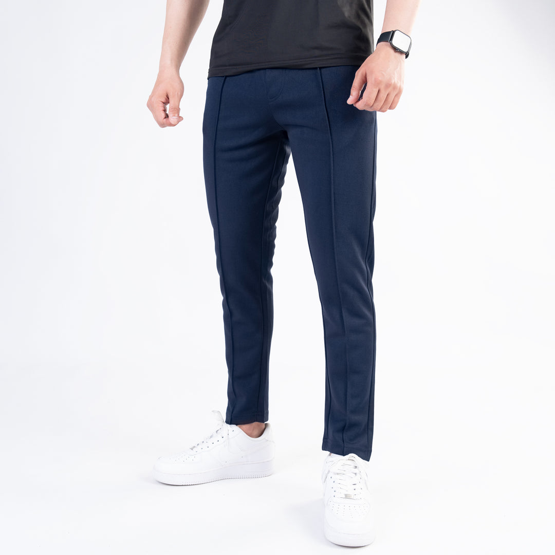 Navy Fitted Front Stitch Pants