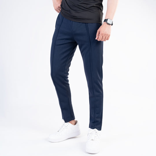 Navy Fitted Front Stitch Pants