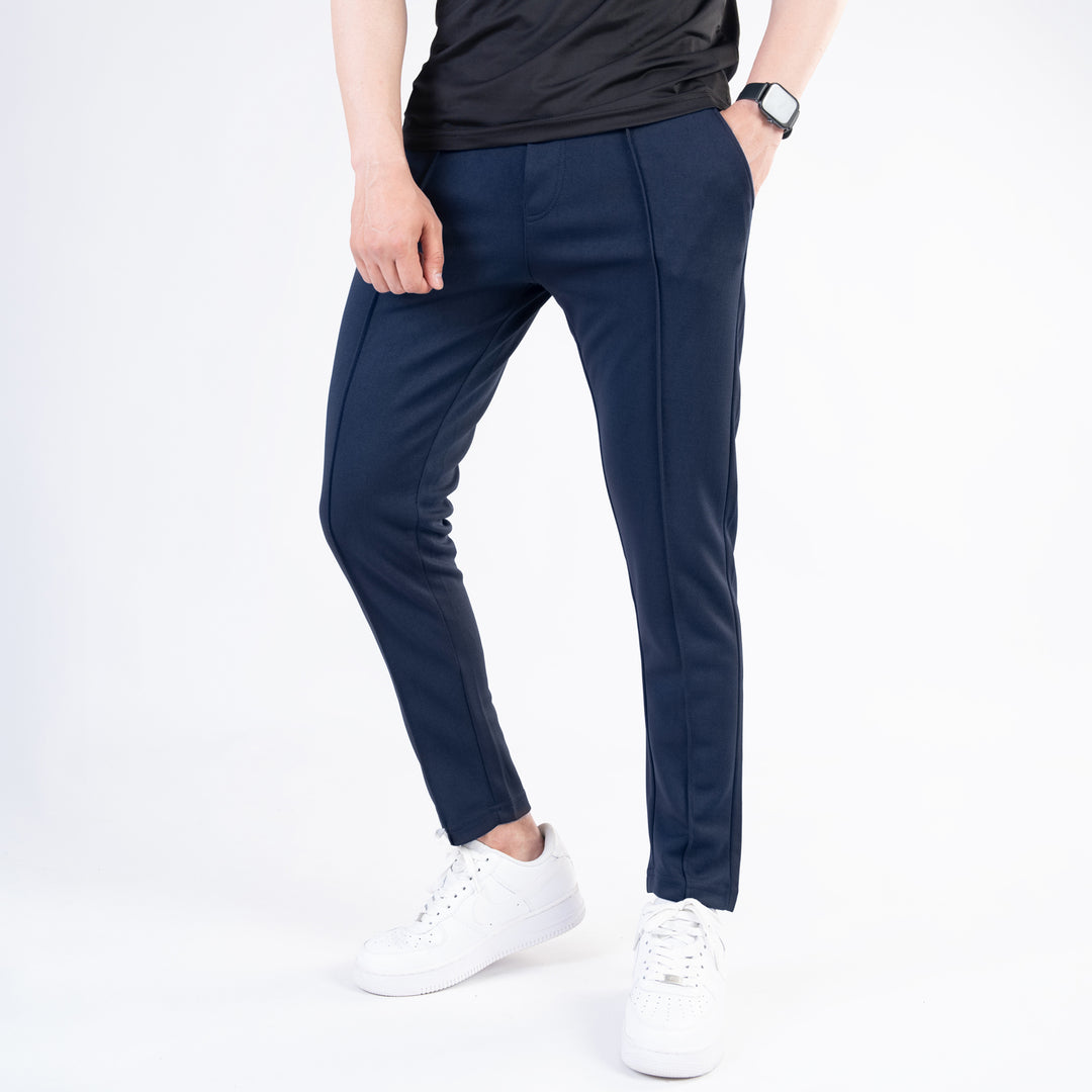 Navy Fitted Front Stitch Pants