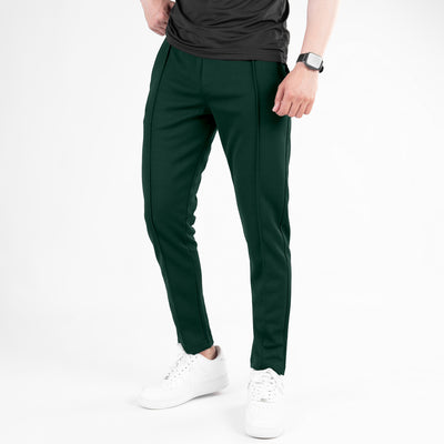 Dark Green Fitted Front Stitch Pants