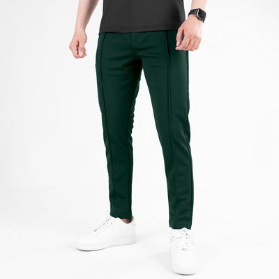 Dark Green Fitted Front Stitch Pants