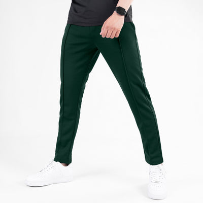 Dark Green Fitted Front Stitch Pants