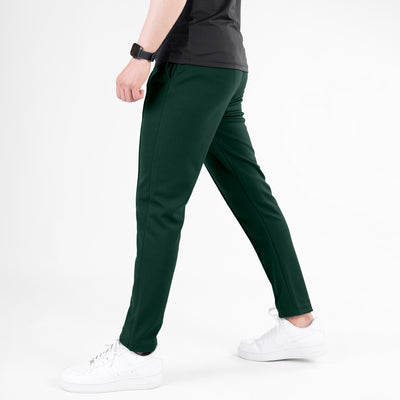 Dark Green Fitted Front Stitch Pants