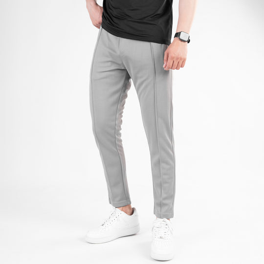 Silver Gray Fitted Front Stitch Pants