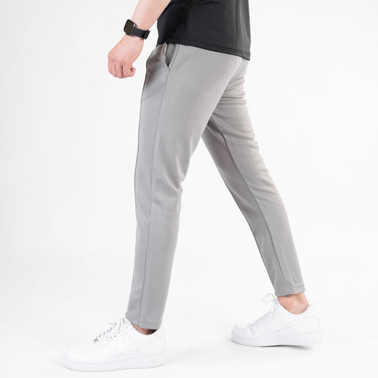 Silver Gray Fitted Front Stitch Pants