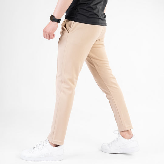 Beige Fitted Front Stitch Pants