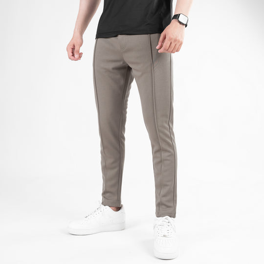 Khaki Fitted Front Stitch Pants