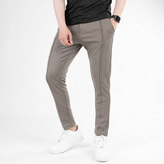 Khaki Fitted Front Stitch Pants