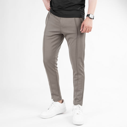 Khaki Fitted Front Stitch Pants