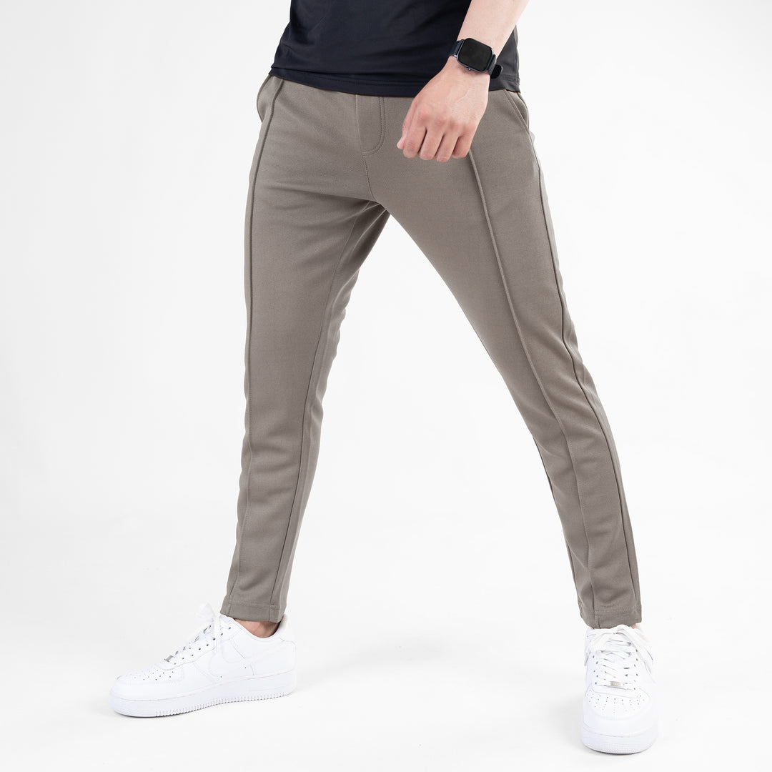 Khaki Fitted Front Stitch Pants