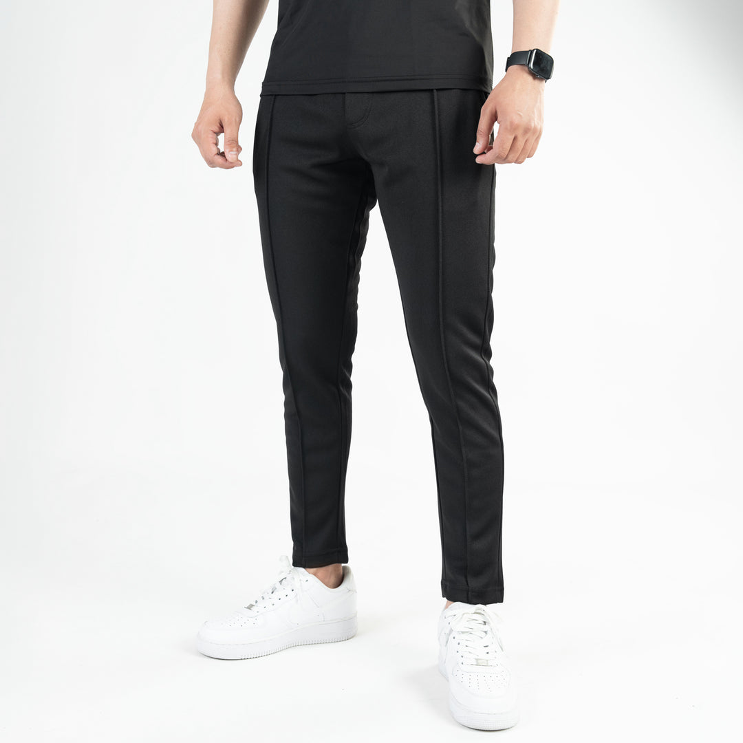 Black Fitted Front Stitch Pants