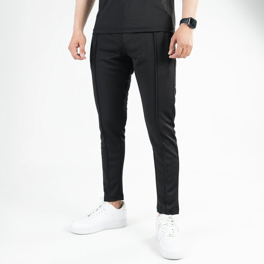 Black Fitted Front Stitch Pants