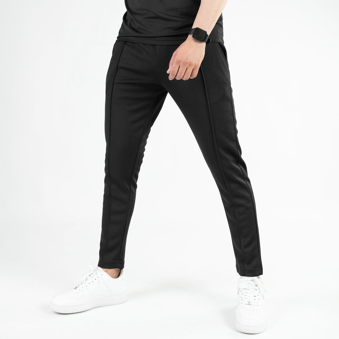 Black Fitted Front Stitch Pants