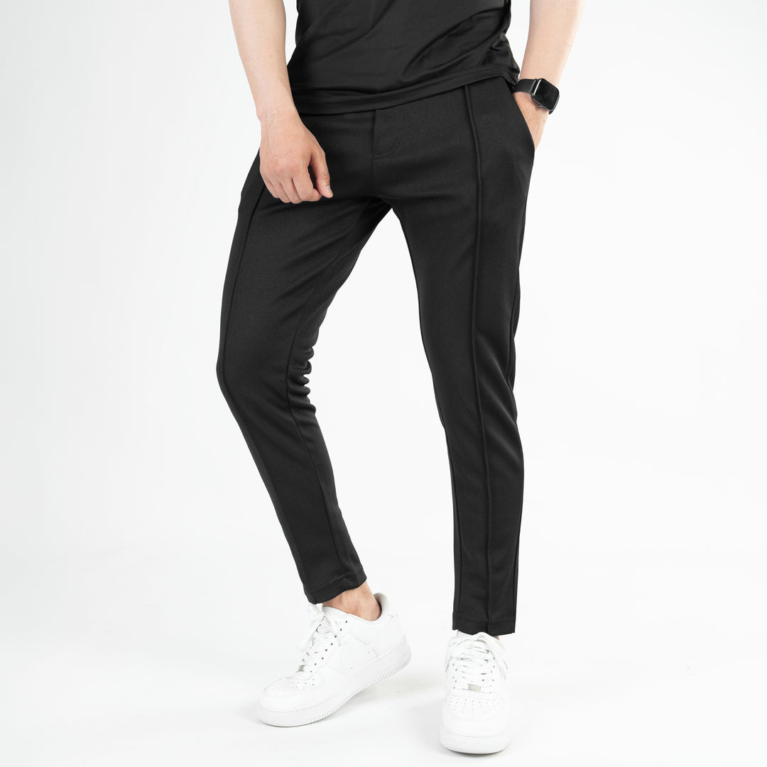 Black Fitted Front Stitch Pants
