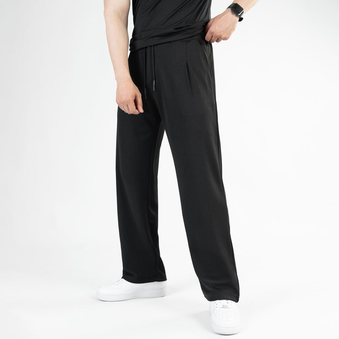 Black Loose Fit Pleated Trousers
