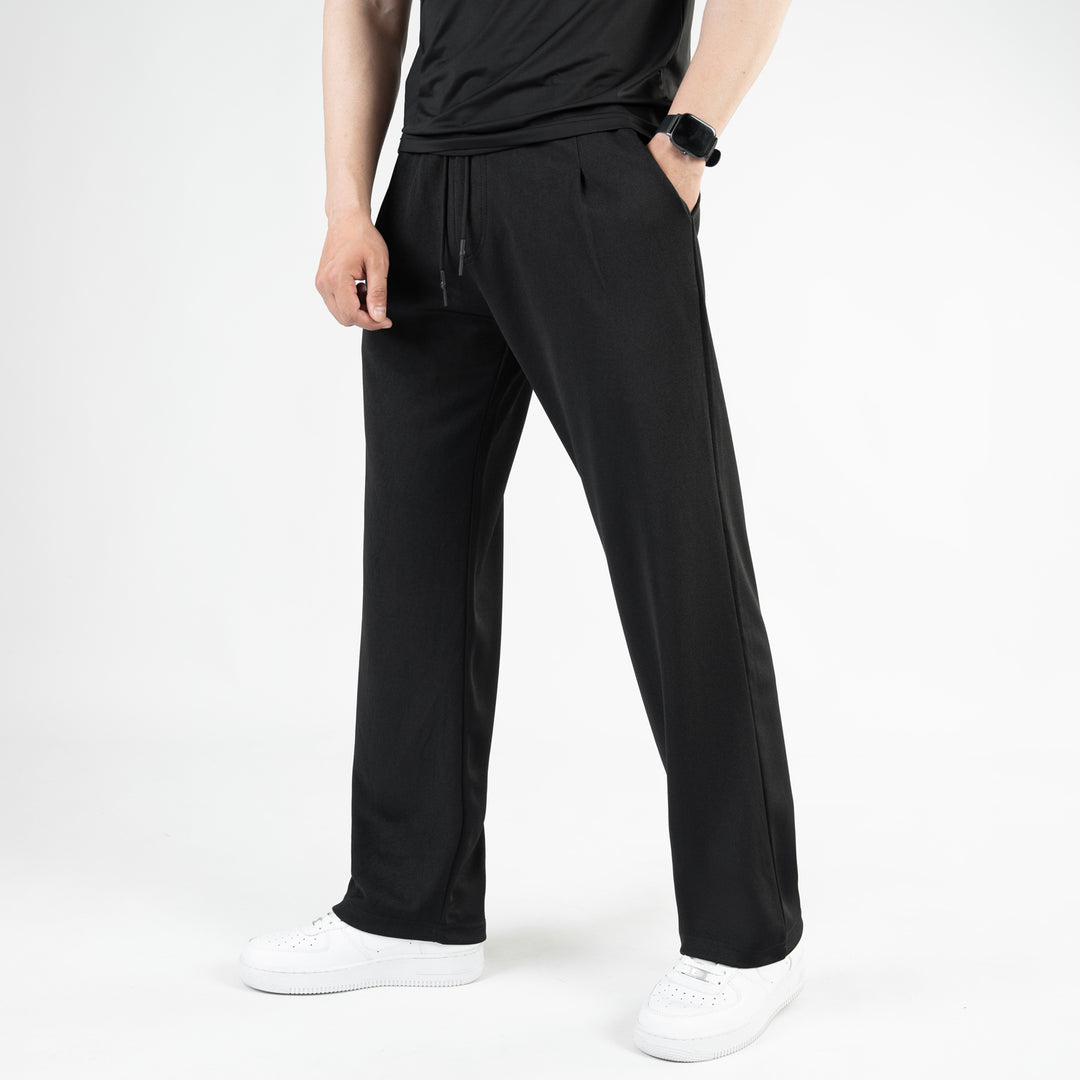 Black Loose Fit Pleated Trousers