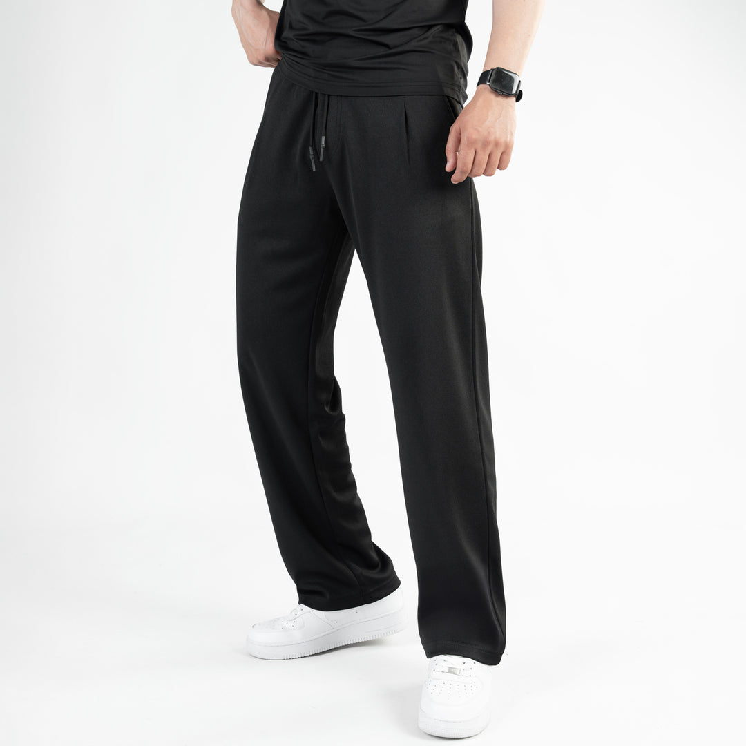 Black Loose Fit Pleated Trousers