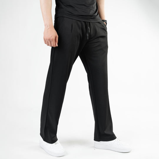 Black Loose Fit Pleated Trousers