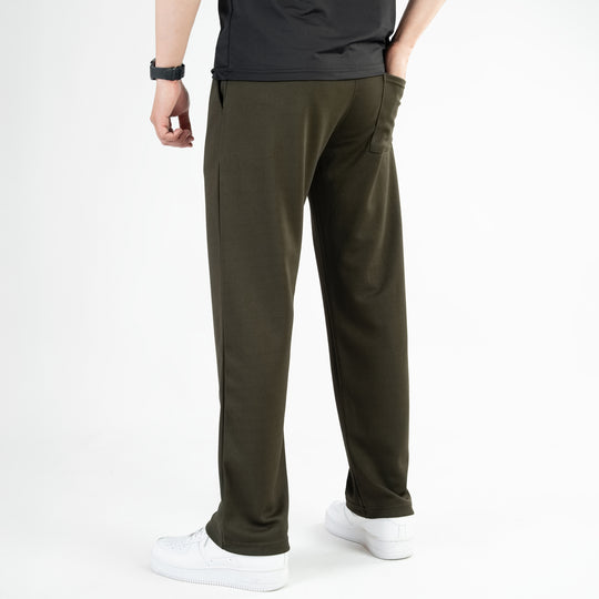 Olive Loose Fit Pleated Trousers