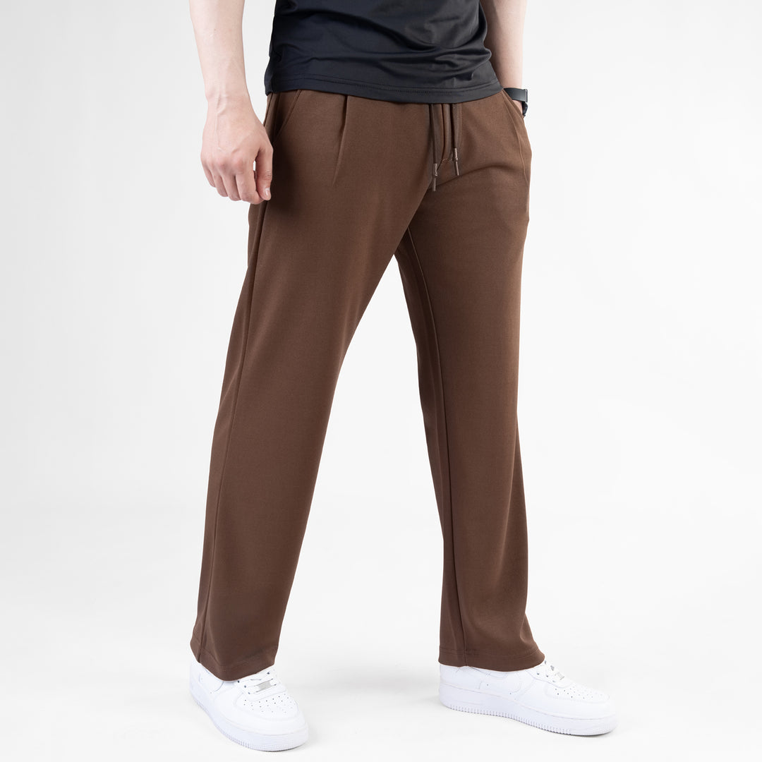 Brown Loose Fit Pleated Trousers