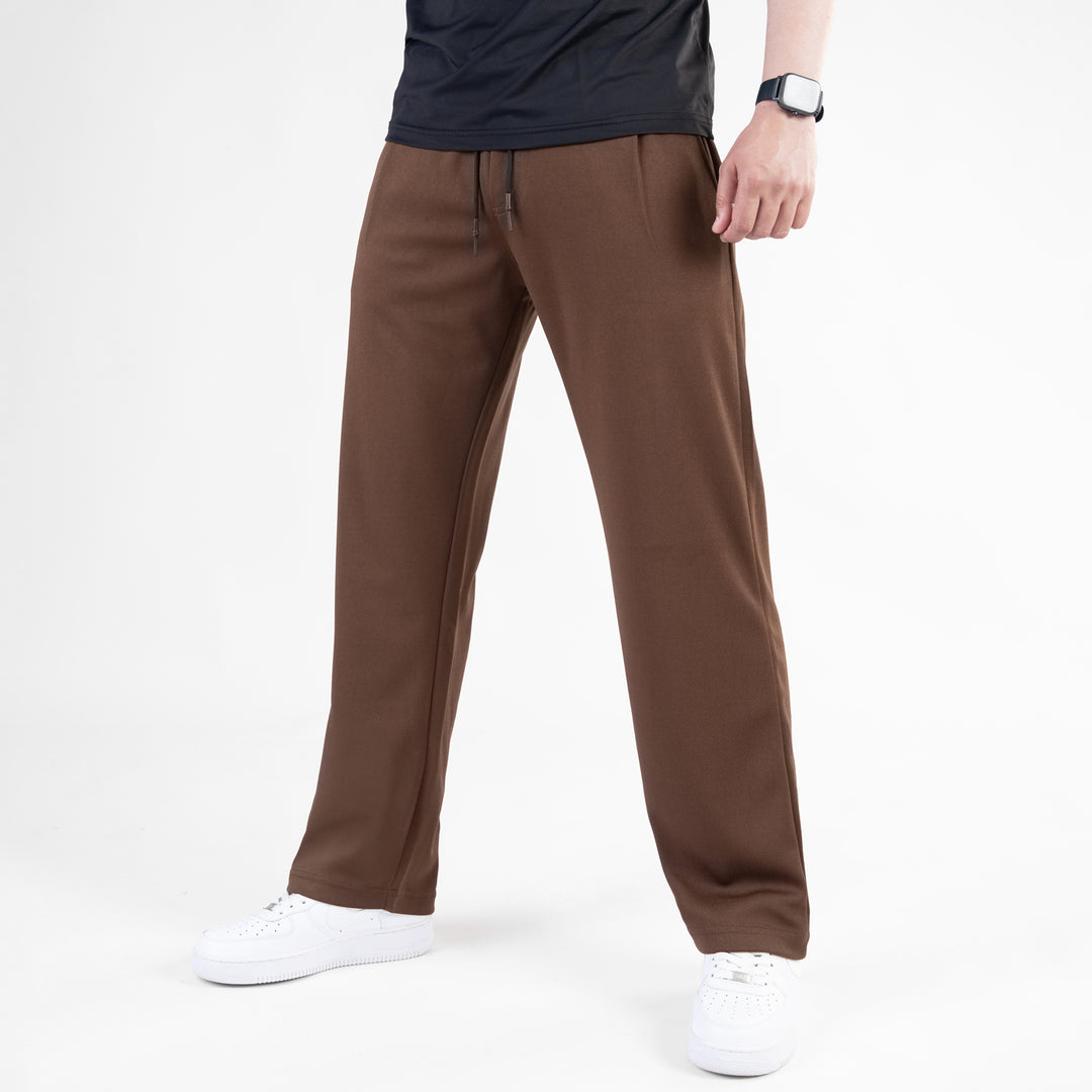 Brown Loose Fit Pleated Trousers