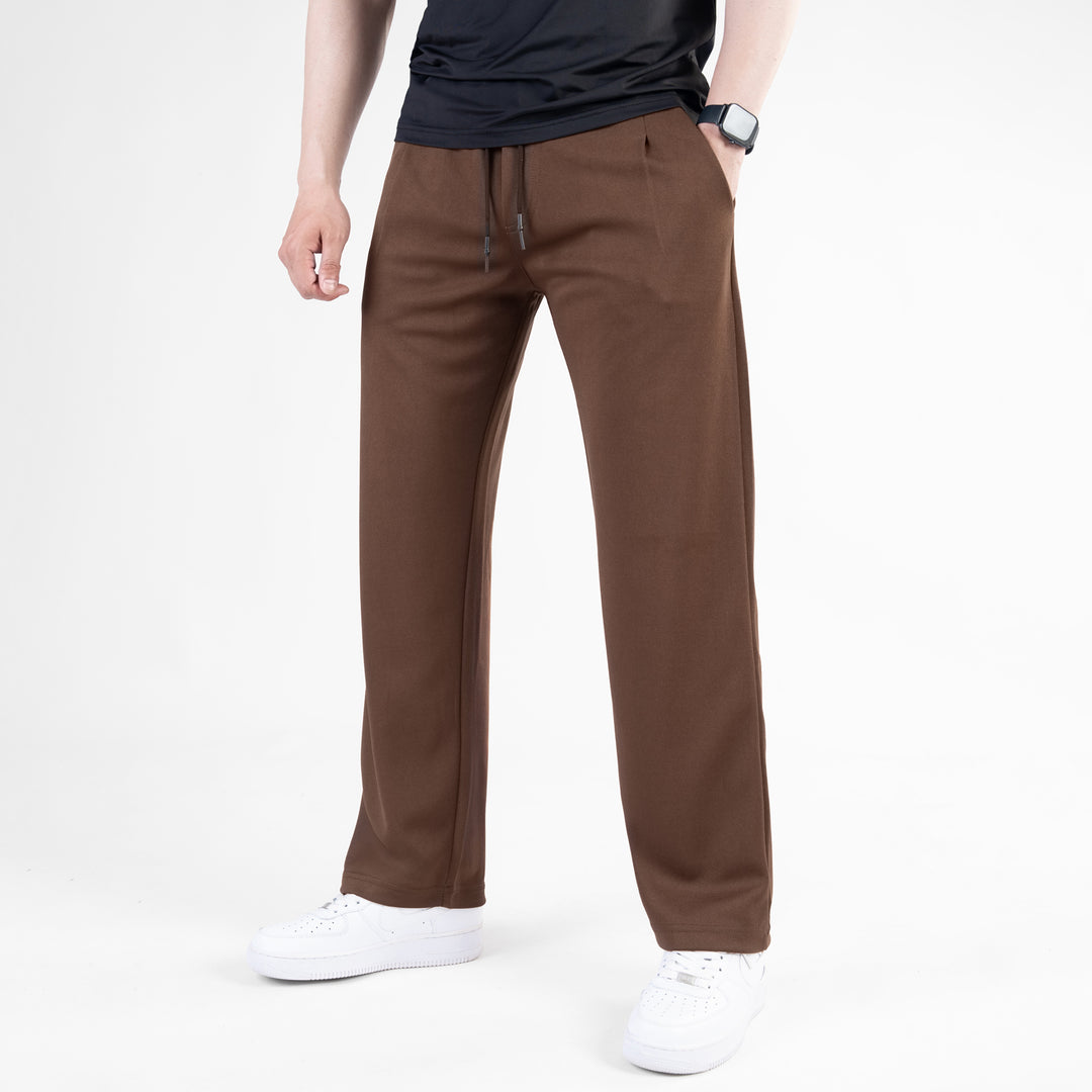 Brown Loose Fit Pleated Trousers