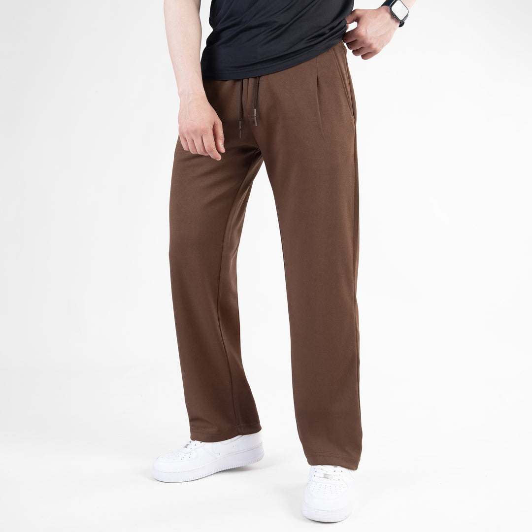 Brown Loose Fit Pleated Trousers