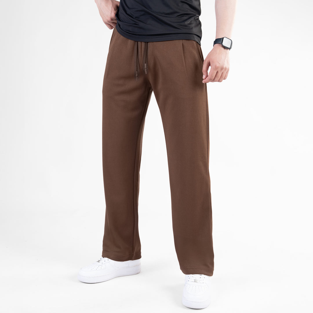 Brown Loose Fit Pleated Trousers