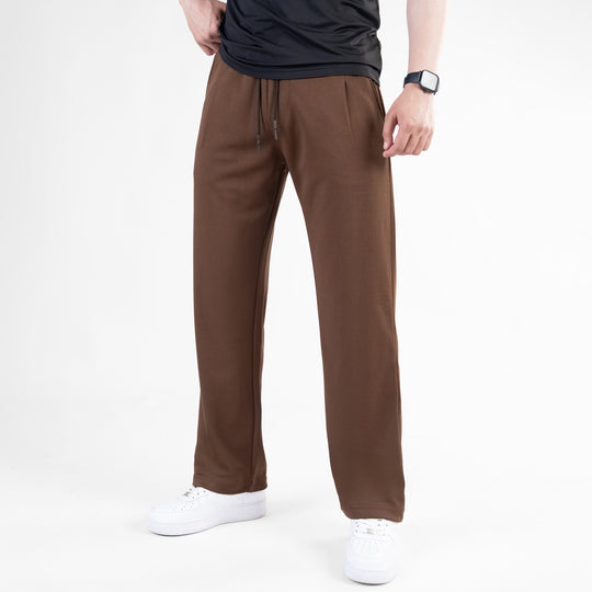 Brown Loose Fit Pleated Trousers
