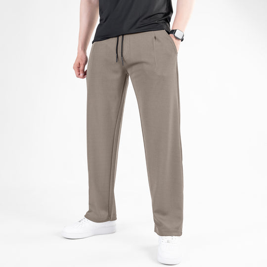 Khaki Loose Fit Pleated Trousers