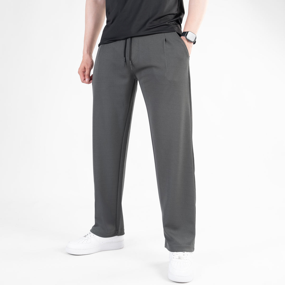 Dark Gray Loose Fit Pleated Trousers