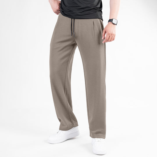 Khaki Loose Fit Pleated Trousers