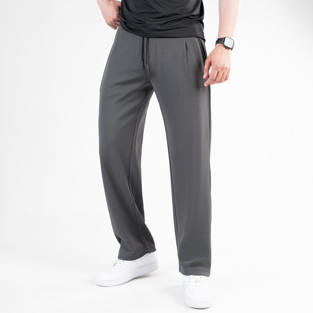 Dark Gray Loose Fit Pleated Trousers