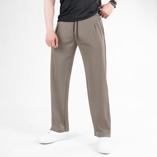 Khaki Loose Fit Pleated Trousers