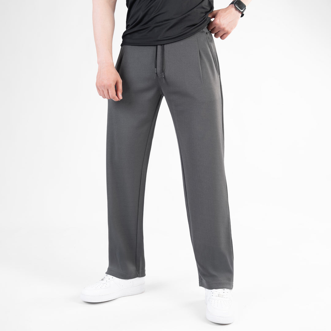 Dark Gray Loose Fit Pleated Trousers